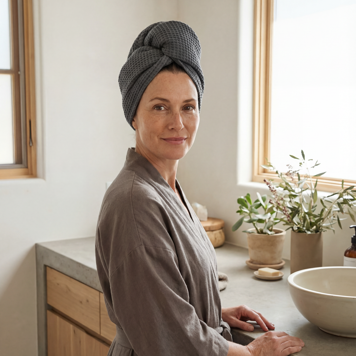 Bamboo Waffle Hair Towel